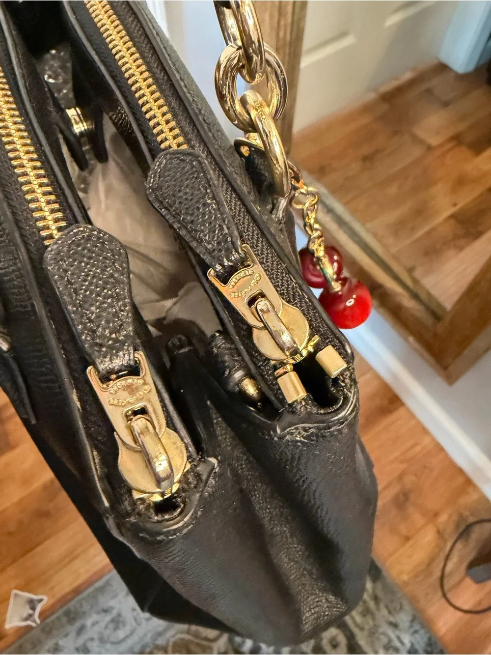 Coach Small Christie Carryall Black Crossgrain Leather Satchel